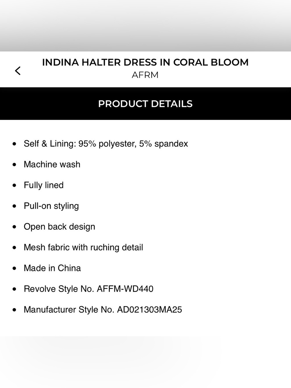 AFRM Indina Halter Dress Coral Bloom Mesh Medium - Picture 3 of 8